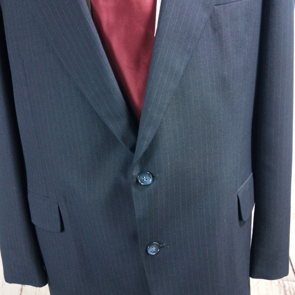 Hardy Amies 46L Dark Blue Striped Suit Blazer - Picture 4 of 8